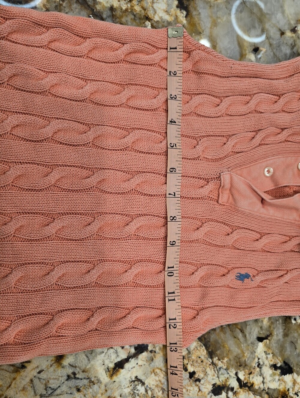 Polo Ralph Lauren Sleeveless Cable Knit Polo Top Salmon XS - Picture 7 of 7
